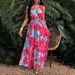 Vintage Color Contrast Sleeveless V-neck Dress, Unique Print Interpretation Elegant Style_ecoleips.com