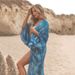 Women's Floral Print Chiffon Beach Cover Up Long Sleeve Sun Protection Kimono Swimwear Wrap – One Size Fits Most, Lightweight & Stylish For Vacation_ecoleips.com
