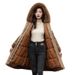 Women's Long Parka Coat With Detachable Faux Fur Trim, Winter Warm Hooded Jacket, Oversized Pockets, Loose Fit, Polyester Shell, Fashion"_ecoleips.com