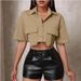 Women's Clothing Design Niche Lapel Loose Solid Color Cardigan Top Autumn And Winter New Temperament Double Pocket Short Shirt_ecoleips.com