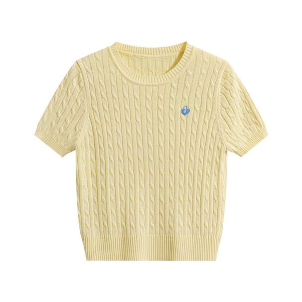 New Summer Women's Twisted Ice Silk Knit T-Shirt - Slim Fit Round Neck Short Sleeve Top - Breathable & Stylish Casual Tee_ecoleips.com