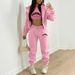 Women's Plus Size Velvet Sweatshirt Set With Letter Print Hooded Sports Leisure Three Piece Outfit_ecoleips.com