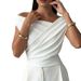Women's Solid Color Casual Top Spring New Loose Fit Versatile American Style Design Irregular Neck 2026_ecoleips.com