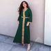 Elegant Muslim Abaya Dress With Color Blocking & Embroidery - Modest Long Sleeve Maxi Dress For Women (Available In Black/Red/Green/White/Blue)_ecoleips.com