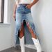 Women's Clothing Skirt High Waist Irregular Raw Edge Distressed Washed Skirt Women_ecoleips.com
