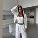 Casual Solid Color Women's Suit Long-sleeved Hooded Zipper Cardigan Sweater Strappy Wide-leg Pants Two-piece Set_ecoleips.com