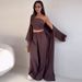 Women's Three Piece Set Casual Tube Top Vest Long Cardigan Wide Leg Trousers Comfortable Fashion Outfit Ensemble_ecoleips.com