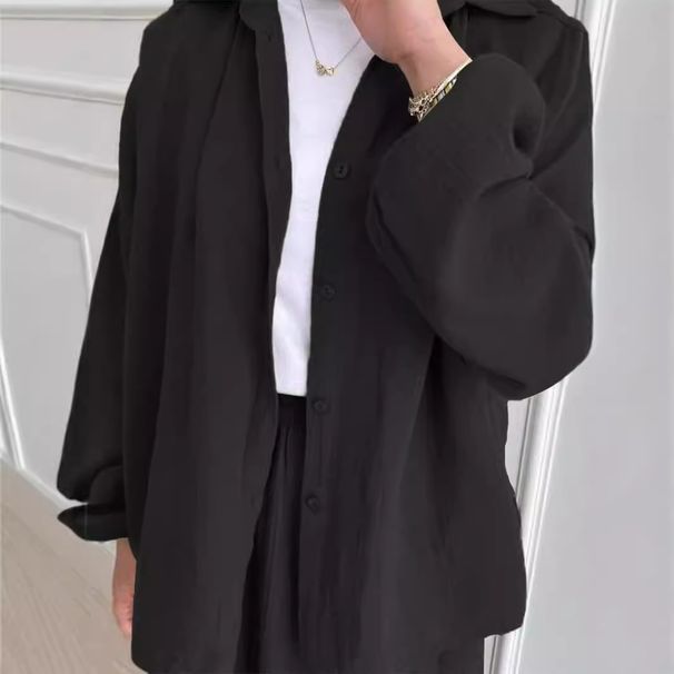 Verve 2025 Muslim Women's Clothing Spring Autumn Cotton Puff Sleeve Shirt And Skirt Fashion Set_ecoleips.com