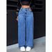 High-Waisted Women's Jeans Washed Loose Wide-Leg Plus Size Straight Leg Pants Hot Selling_ecoleips.com