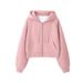 Gray Short Long Sleeve Sweatshirt Jacket For Women, New Spring And Autumn Niche Hooded Zipper Cardigan Top_ecoleips.com
