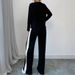 Women's Autumn Winter Two Piece Set European American Style High Waisted Color Block Trousers And Long Sleeved Top_ecoleips.com