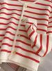 K Gold Button Contrasting Striped Round Neck Small Fragrant Style Knitted Cardigan For Women, Loose Short Style, Outer Sweater Jacket_ecoleips.com