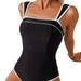 Women's One-Piece Swimsuit – Sexy & Sporty Monochrome Design For Swimming & Beach Tummy-Control Fit_ecoleips.com