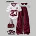 plus Size Women's Casual Two Piece Set Printed T-Shirt with Contrasting Shoulder Design Summer Regular Thickness_ecoleips.com