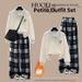 Women's Clothing Women's Color Block Fleece Lined Collared Top And Wide Leg Pants Set Versatile Stylish Design Relaxed Fit_ecoleips.com