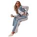 Trendy Denim Jacket & Pants Set – Oversized Two-Tone Women's Outfit, Streetwear Spring Collection_ecoleips.com