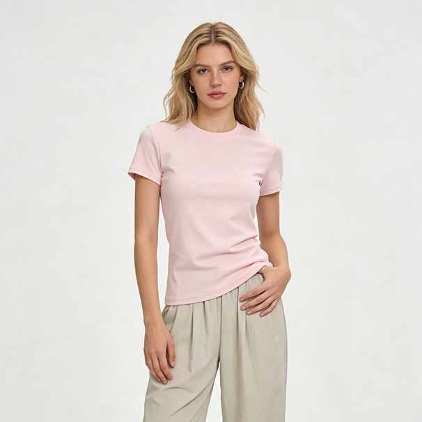American-style Spicy Girl Short-sleeve T-shirt For Women, 2026 New Spring And Autumn Collection, Pink Round-neck,_ecoleips.com