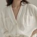 2026 Early Autumn New Style, This Year's Popular French-style Top, Minimalist And Sophisticated White Cotton-linen_ecoleips.com