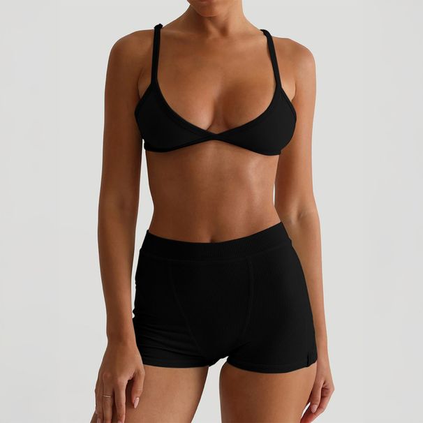 Diyun European And American Y2K Hot Girl Strap Bra Yoga Shorts Set Women's Clothing 2025 Autumn/Winter_ecoleips.com