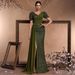 Women's Clothing New Elegant Beaded Patchwork Fitted V Neck Short Sleeve Temperament Gorgeous Noble Cocktail Party Formal Dinner Dress_ecoleips.com