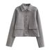 Trendy Women's Notch Lapel Jacket With Functional Pockets – Single-Breasted Slim-Fit Polyester Blazer For Spring & Fall_ecoleips.com