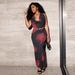 Sexy Print Halter Neck Open Back Top Slim Hip Wrapped Skirt Two Piece Dress Set Women Summer Party Outfit_ecoleips.com