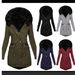 Women's Clothing Autumn And Winter Solid Color Fur Collar Hooded Medium And Long Warm Zipper Cotton Coat_ecoleips.com