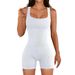 Seamless Square Neck Ribbed Shorts Jumpsuit Fitness Body Yoga Wear Quick-Dry Breathable Tight-Fitting Women's Outfit_ecoleips.com
