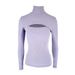 AC406 Patchwork Fall/Winter New Style Subtle Design Base Shirt Women, Semi-High Collar Hollow-Out Long Sleeve T-Shirt_ecoleips.com