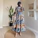 Women’s Clothing Autumn New Women's Fashion Printed V Neck Tie Waist Long Sleeved Dress_ecoleips.com