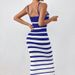 2026 New Women's Fashion Sexy Striped Strap Slimming Long Dress_ecoleips.com