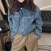 Retro Denim Jacket For Women - Cotton Lined, Warm & Versatile, Loose Fit, Casual Chic Denim Jacket_ecoleips.com