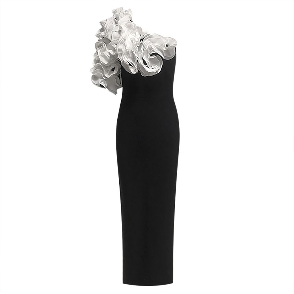 Summer Black Minimalist Fashion Sleeveless Strapless Bandage Slim Dress for Women European And American Style_ecoleips.com