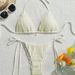 "Luxury Solid Color Bikini Set - High-End Deep V-Neck Two-Piece Swimwear With Adjustable Straps, Sexy & Elegant Design"_ecoleips.com