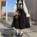 Korean Loose French Academy Style For Women, Mid-Length Student Strap Dress + Long Sleeve Shirt Set_ecoleips.com
