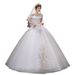 Fairycore Off-Shoulder Wedding Dress Ethereal Princess Ball Gown With Floral Lace & Tulle Skirt (Breathable Polyester Silhouette,For Garden Weddings)_ecoleips.com