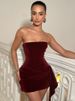 Mozision Off-shoulder Strapless Sexy Mini Dress Women Gown Elegant Sleeveless Backless Draped Ruched Skinny Club Party Dresses_ecoleips.com