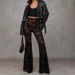 Aria Basics New European American Cross-border High-waisted Sexy Black Lace Bell-bottom Pants For Women, Slim-fit And Flattering,_ecoleips.com