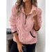 Women's Clothing Short Plush Sweatshirt Autumn Winter Fashion Color Block Half Open Collar_ecoleips.com