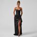 Elegant Satin Wrap Dress With Side Slit - Floral Print, High Waist, Stretch Polyester, XS/S/M/L_ecoleips.com
