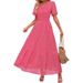 2025 European And American Foreign Trade Cross-border Women's Clothing V-neck A-line Hollow Lace Layered Dress_ecoleips.com