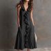 Women's Solid Color V Neck Dress Sleeveless Cotton Linen Full Skirt Ruffle Spring Summer New Style in Stock_ecoleips.com