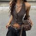 Aria Basics Aria Basics INS European And American Women's Fashion 2025 Autumn New Street Style Hot Girl Retro Plaid Cardigan Button Halter Vest_ecoleips.com