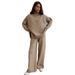 Gothic Chic Knit Set – High Neck Slit Sweater & Wide-Leg Pants (Winter Collection)_ecoleips.com