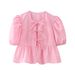 Aria Basics Aria Basics Cross-border Women's Clothing Wholesale: European And American Style Sweet Bow-tie Short Shirt With Round Neck, Solid_ecoleips.com