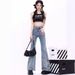 2025 Spring And Autumn New Vintage Washed Distressed Butterfly Embroidery Versatile Design Slightly Flared Denim Pants_ecoleips.com