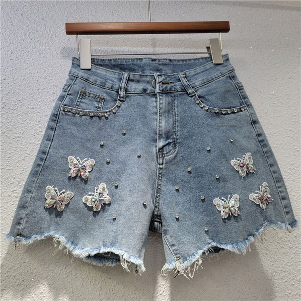 2025 Summer New Versatile Design Hot Pants High Waist Slim Three Dimensional Flower Stickers Ins Denim Shorts For Women_ecoleips.com