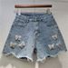 2025 Summer New Versatile Design Hot Pants High Waist Slim Three Dimensional Flower Stickers Ins Denim Shorts For Women_ecoleips.com