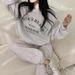 Korean-Style Women’s Fleece-Lined Sweatshirt & Pants Set – Winter Loose Fit Casual Outfit (M-XXXL, Gray/Pink/Black, Slim & Fleece-Lined Options)_ecoleips.com