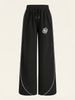 Women's Casual Wide Leg Trousers Elegant Stylish Camellia Print White Side Trim 9016 Print Fashionable Pants_ecoleips.com